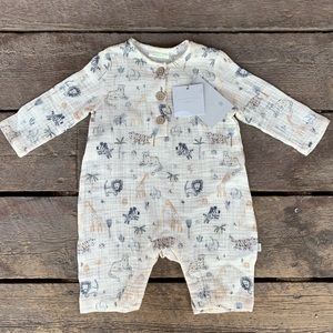 Elegant Baby Safari Print Organic Jumpsuit